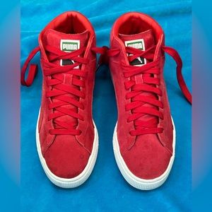 Red Suede Puma Mid Classic High Top Sneakers sz 8